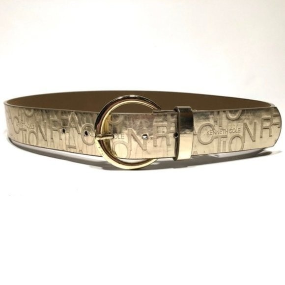 Kenneth Cole Reaction Embossed mirror gold Belt - Picture 1 of 8